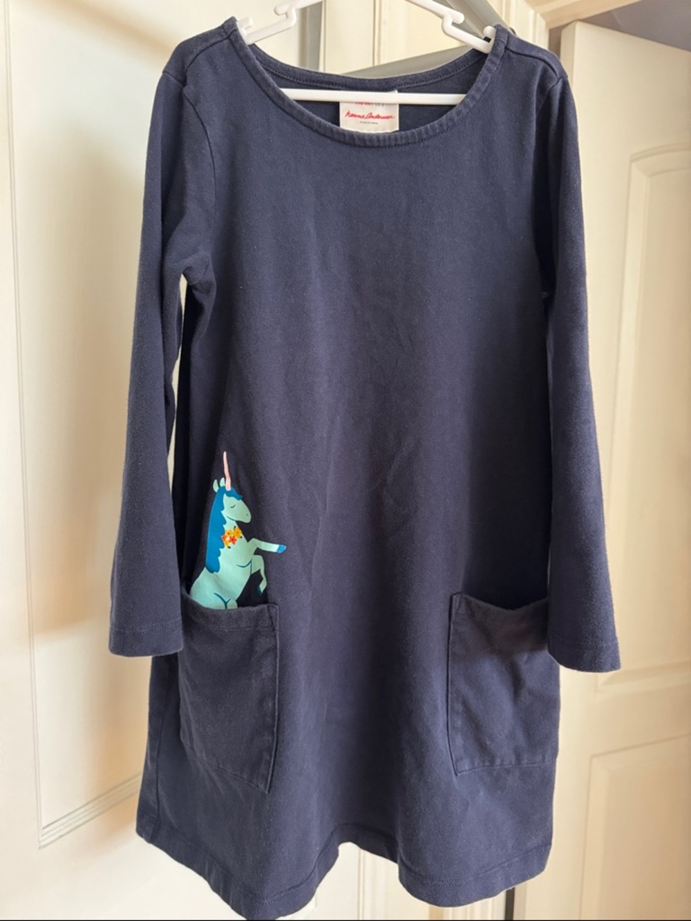 Hanna Andersson Navy Unicorn Pocket Dress